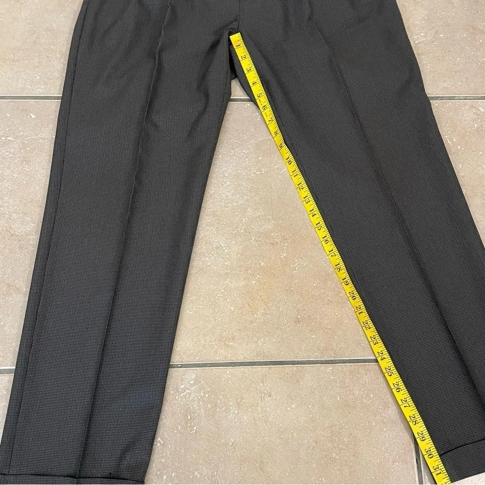 Ralph Lauren Comfort Flex Pleated Black Mini Check Dress Pants Cuffed Sz 36 x 32